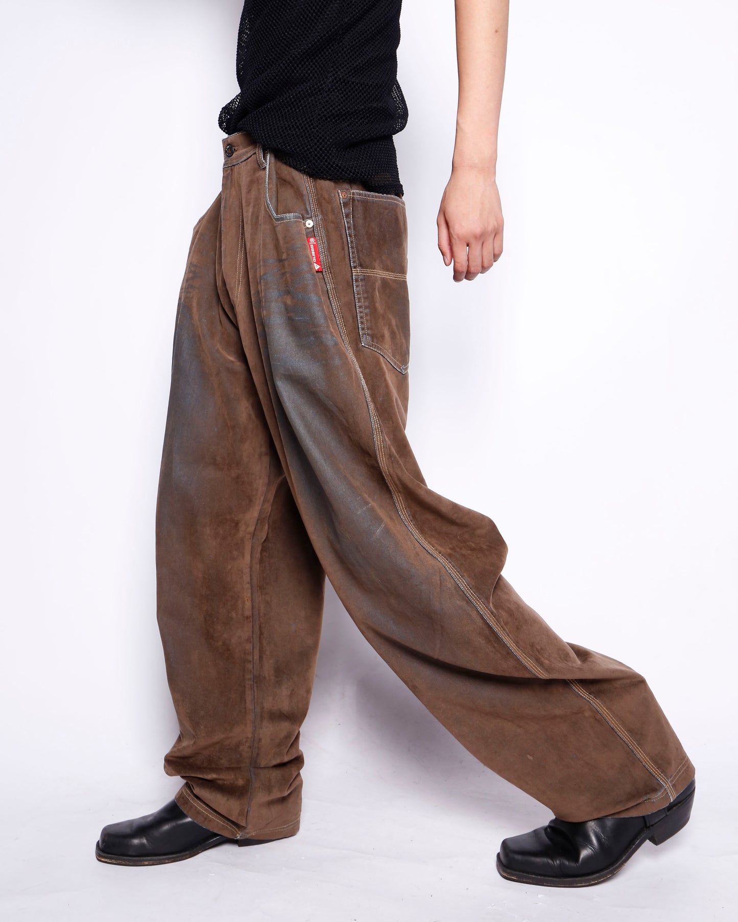 vintage guess premium faded flocky wide trousers