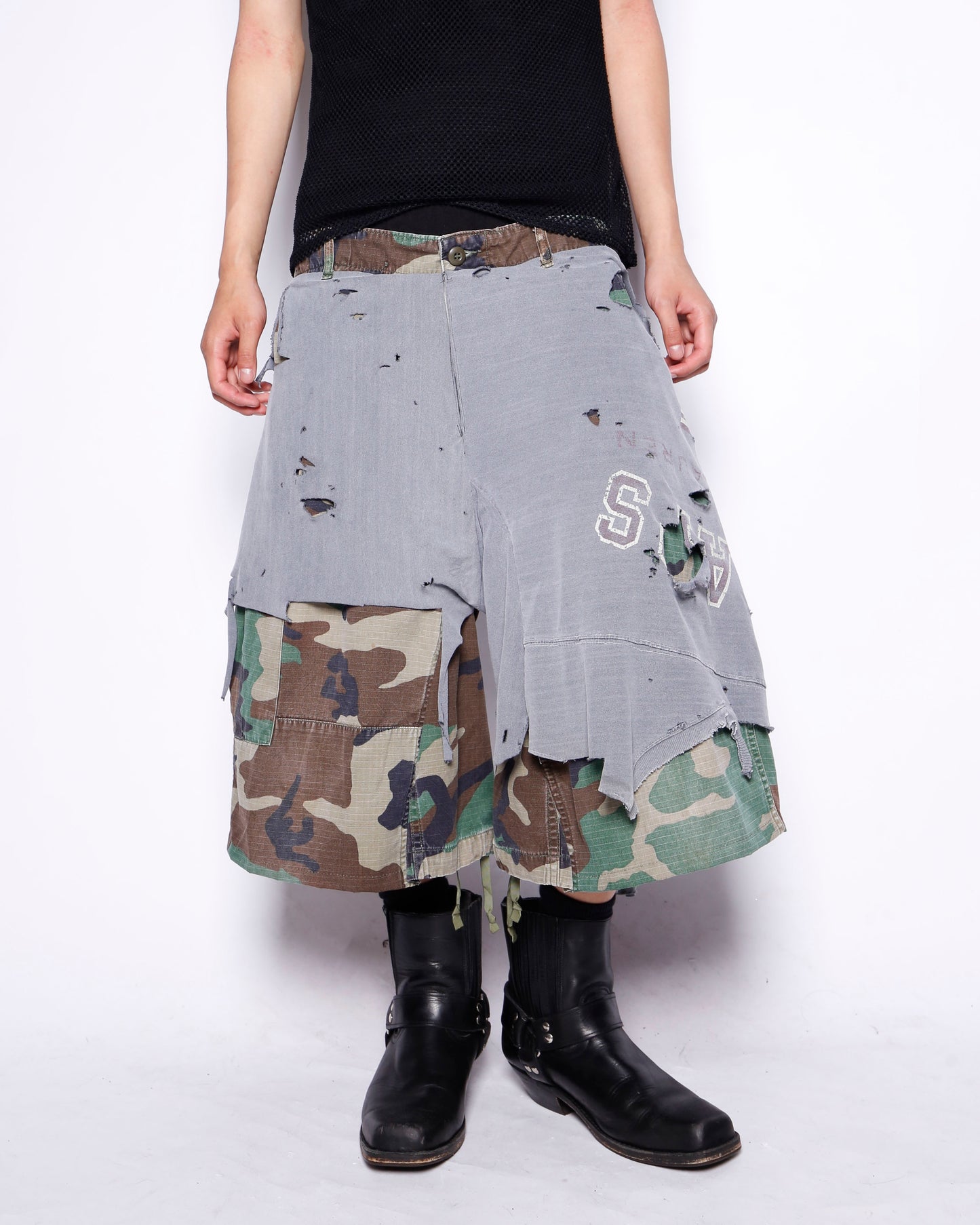 *one-off broken layered cargo shorts