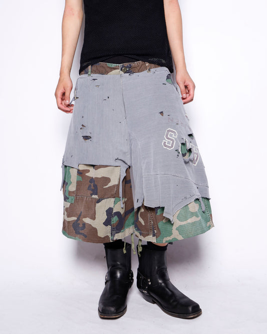 *one-off broken layered cargo shorts