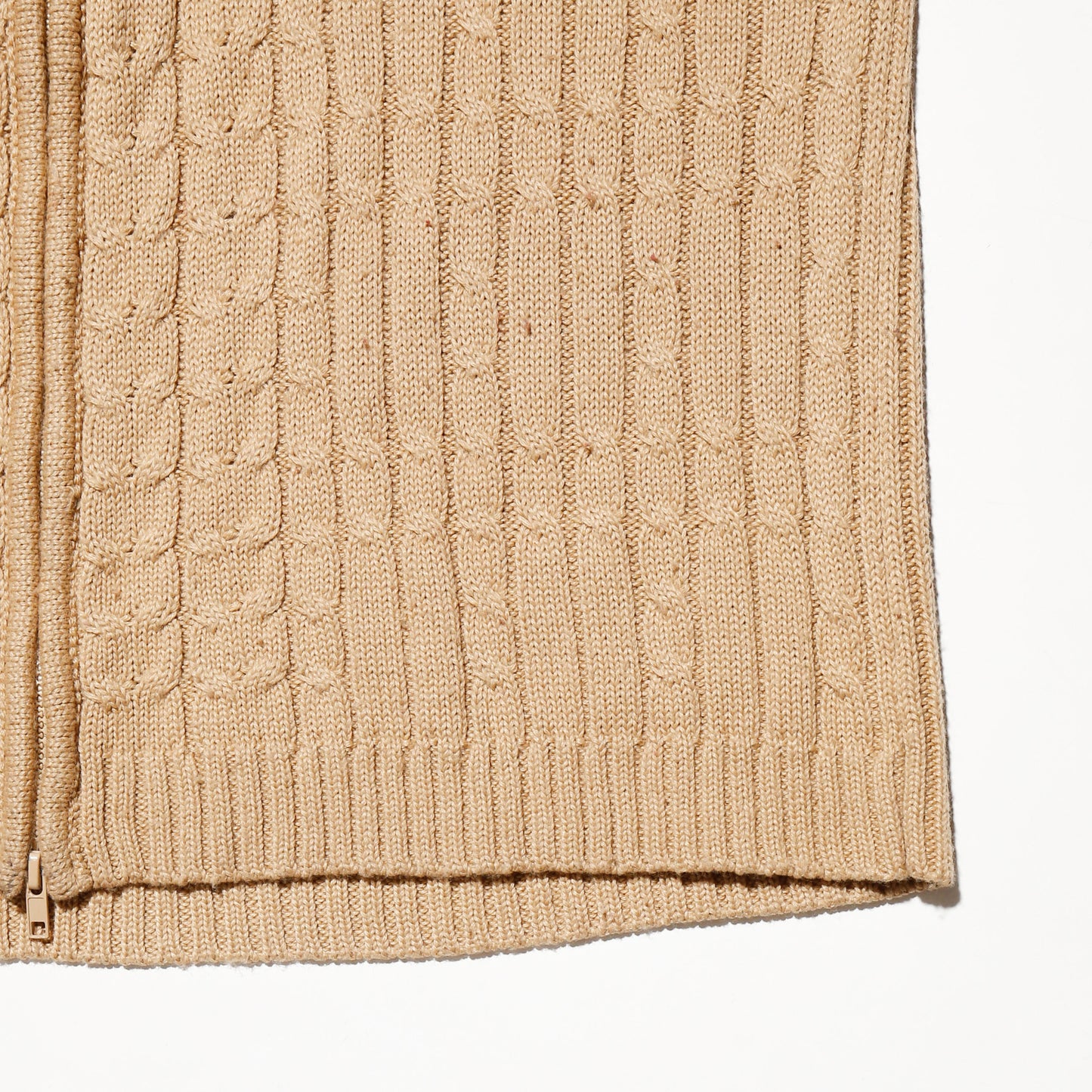 vintage fur collar cable knit jacket