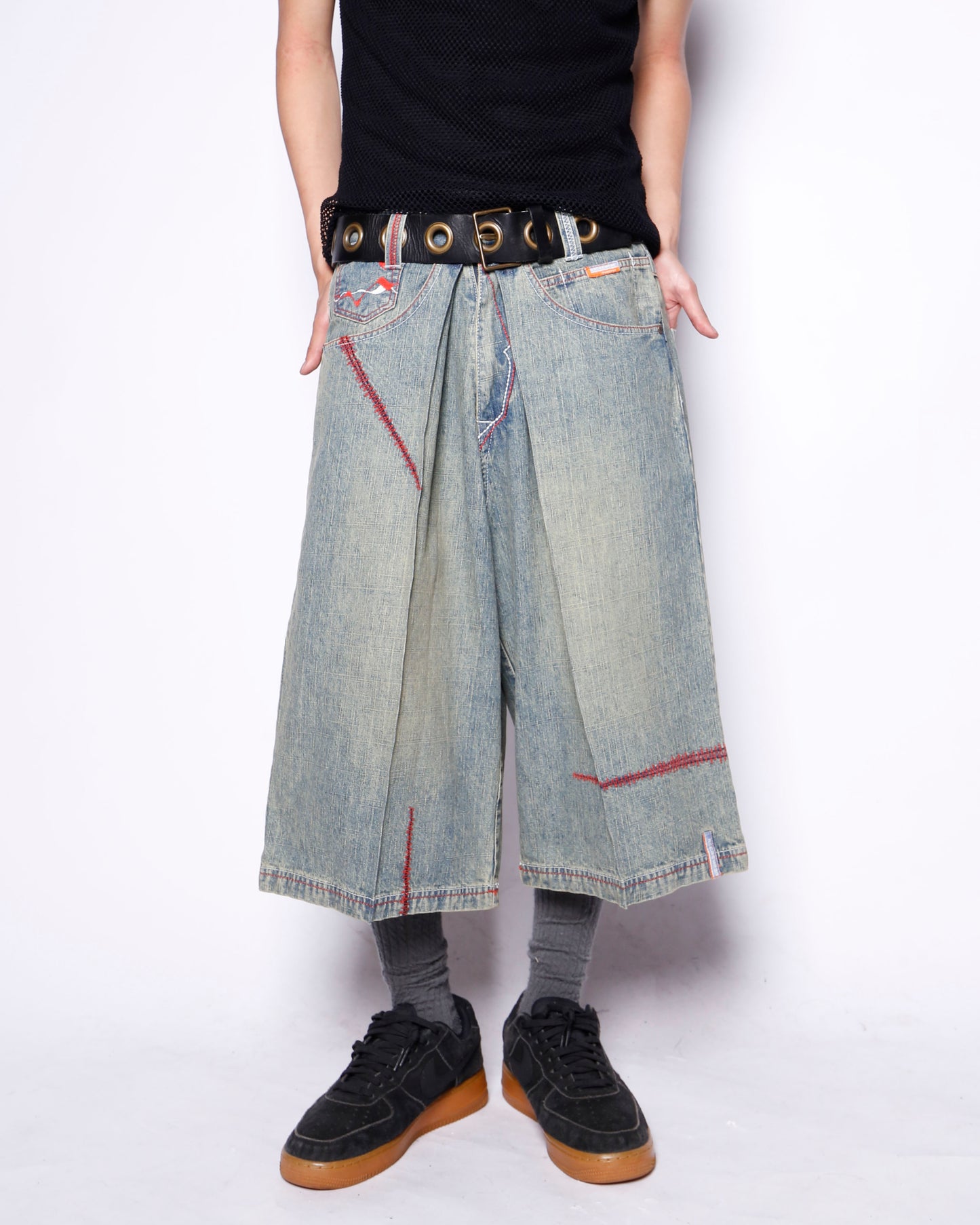 vintage rocawear center tuck slashed baggy shorts