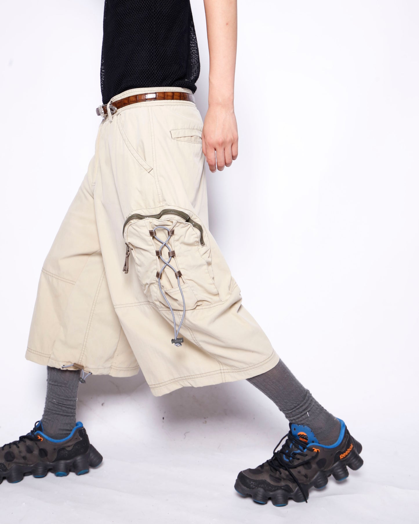 vintage utility wide cargo shorts