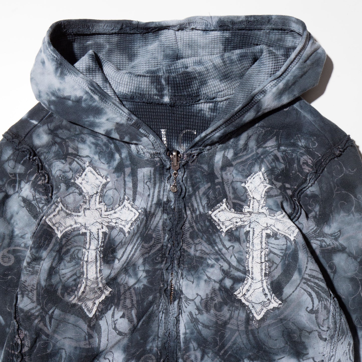 vintage acid cross zipped hoodie , reversible-thermal