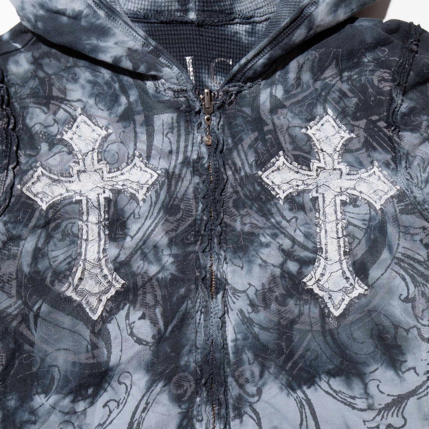 vintage acid cross zipped hoodie , reversible-thermal