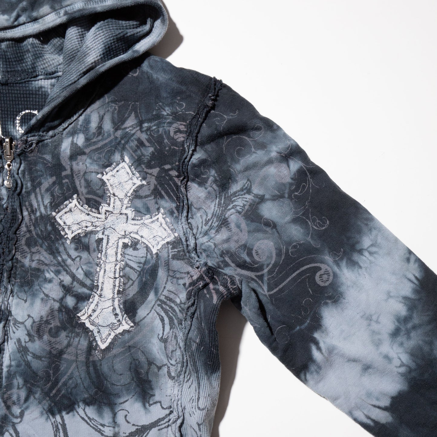 vintage acid cross zipped hoodie , reversible-thermal