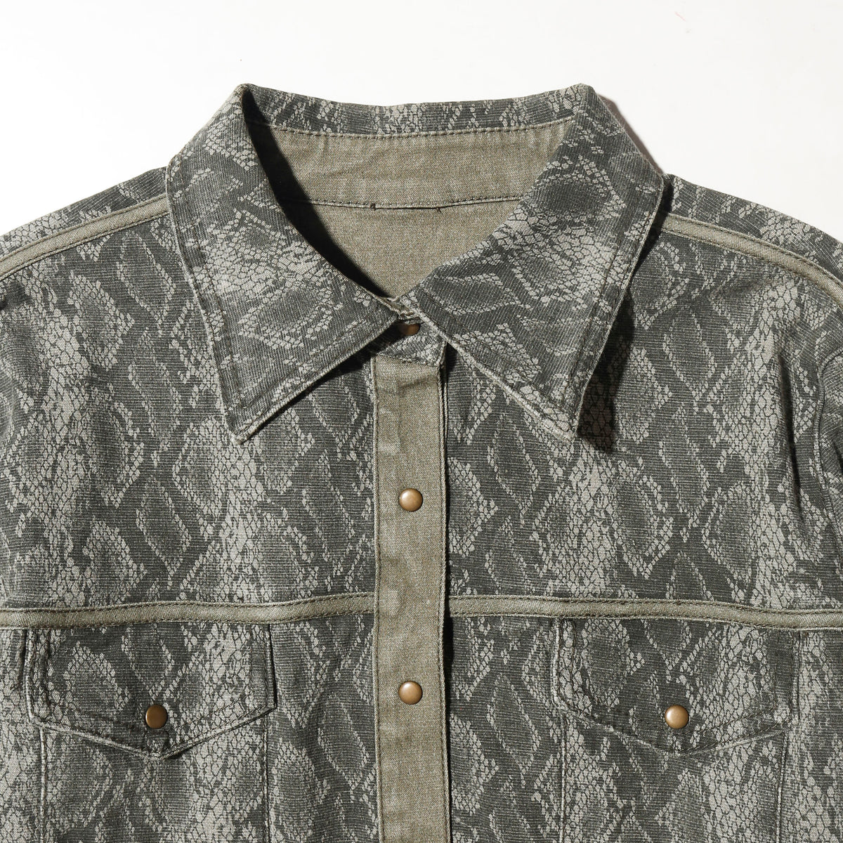 vintage python trucker shirt jacket