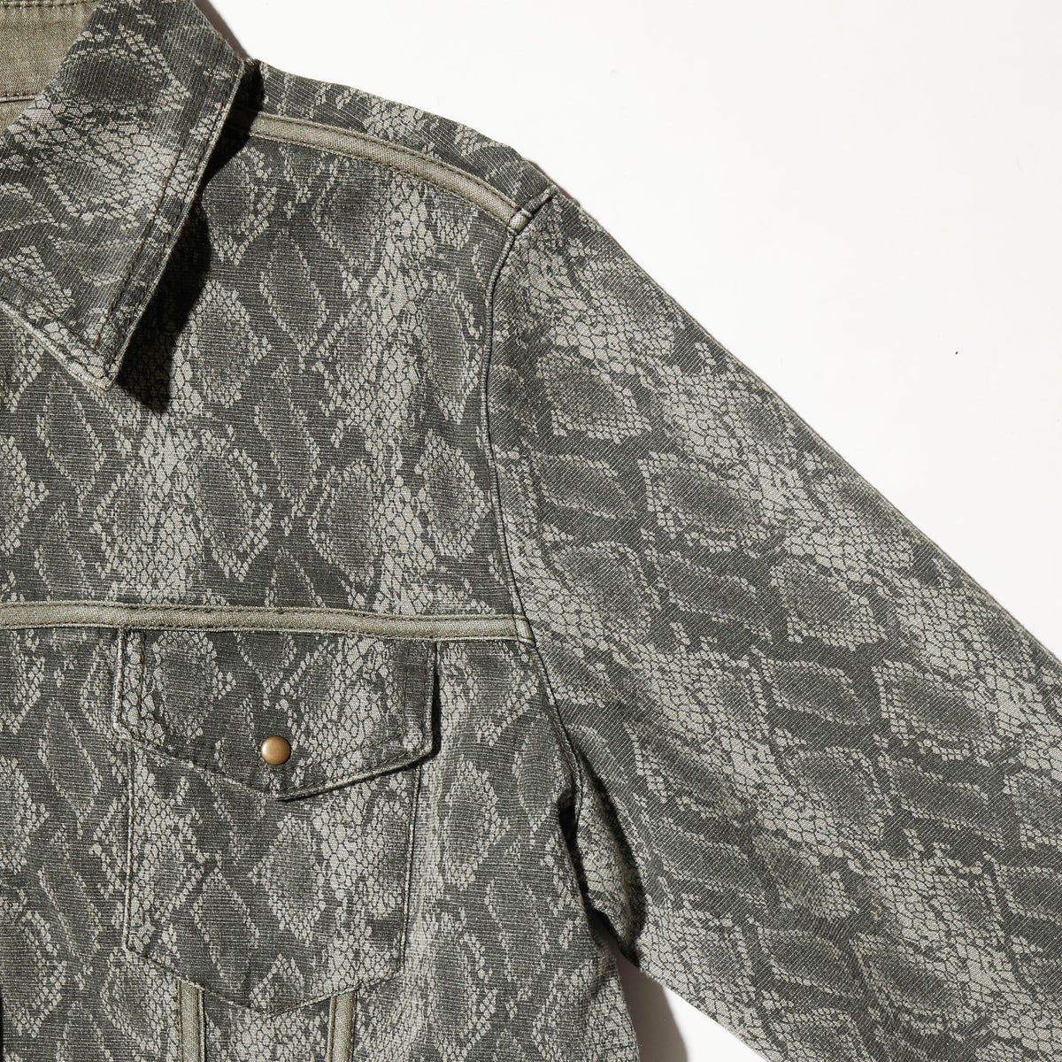 vintage python trucker shirt jacket