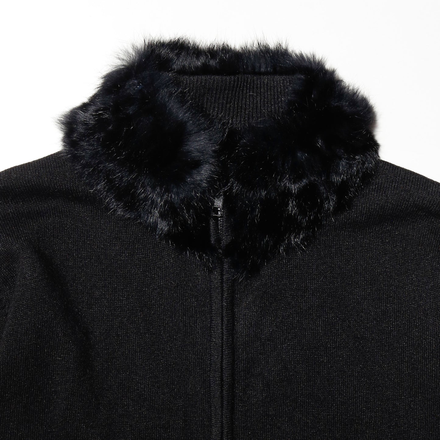vintage fur neck zipped sweater