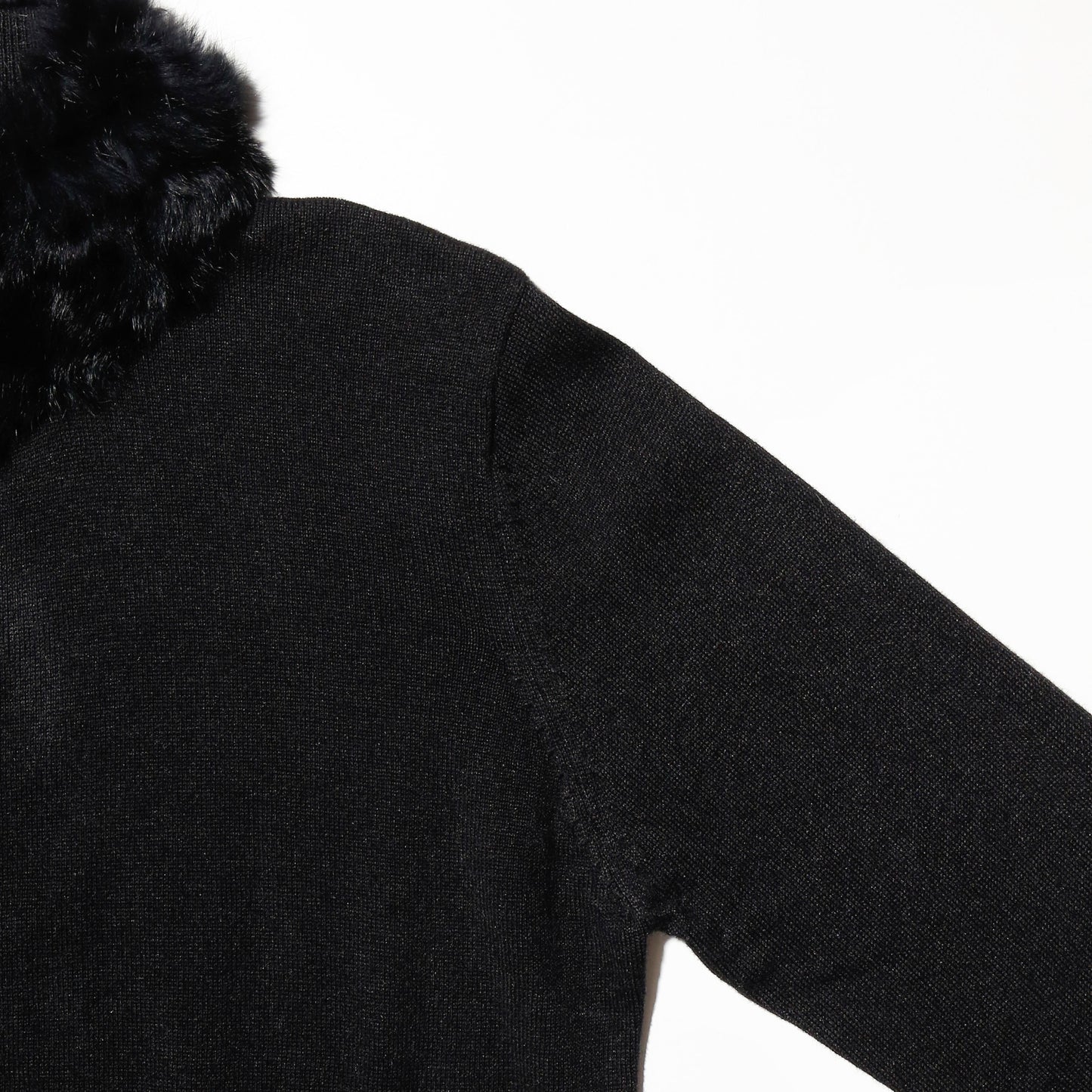 vintage fur neck zipped sweater