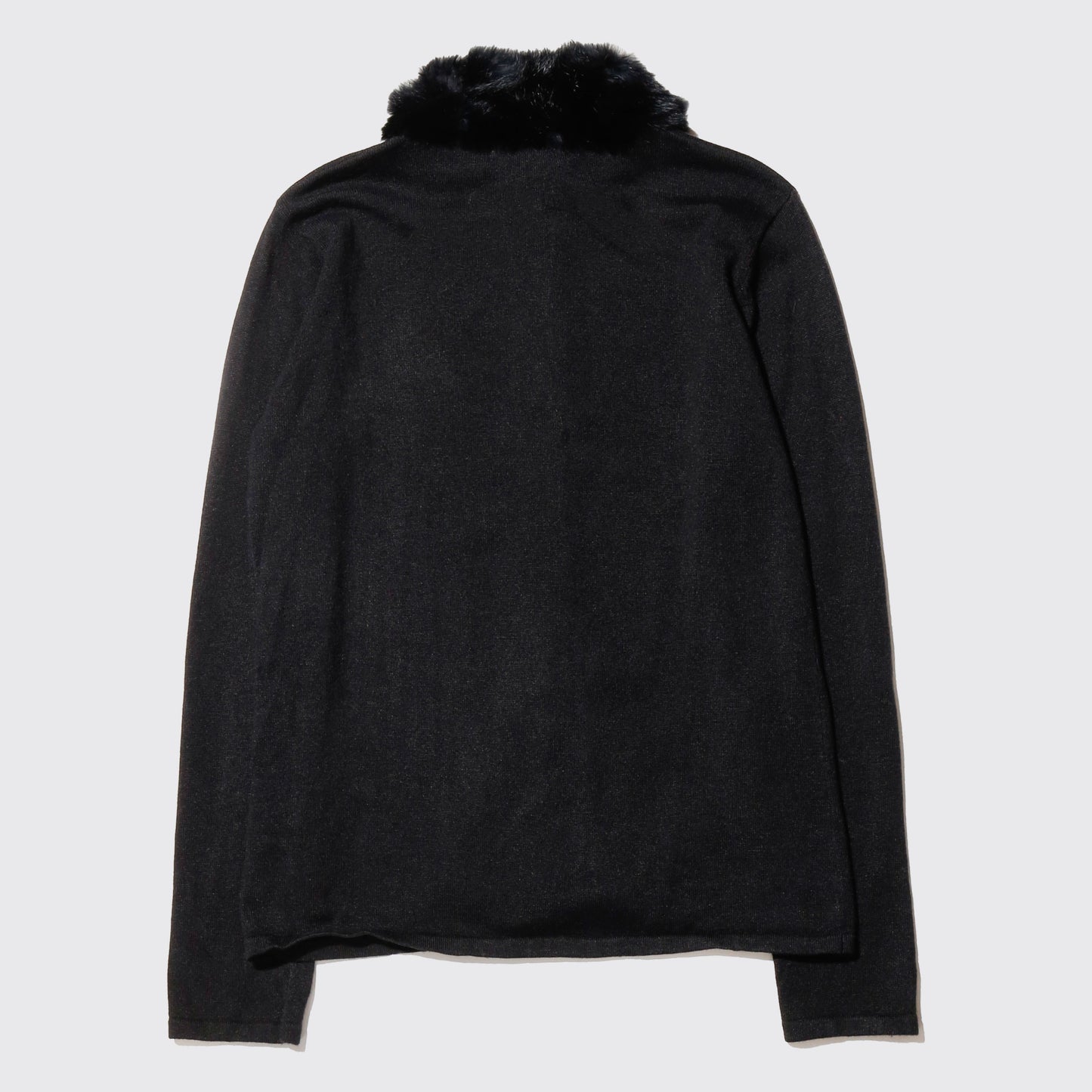 vintage fur neck zipped sweater