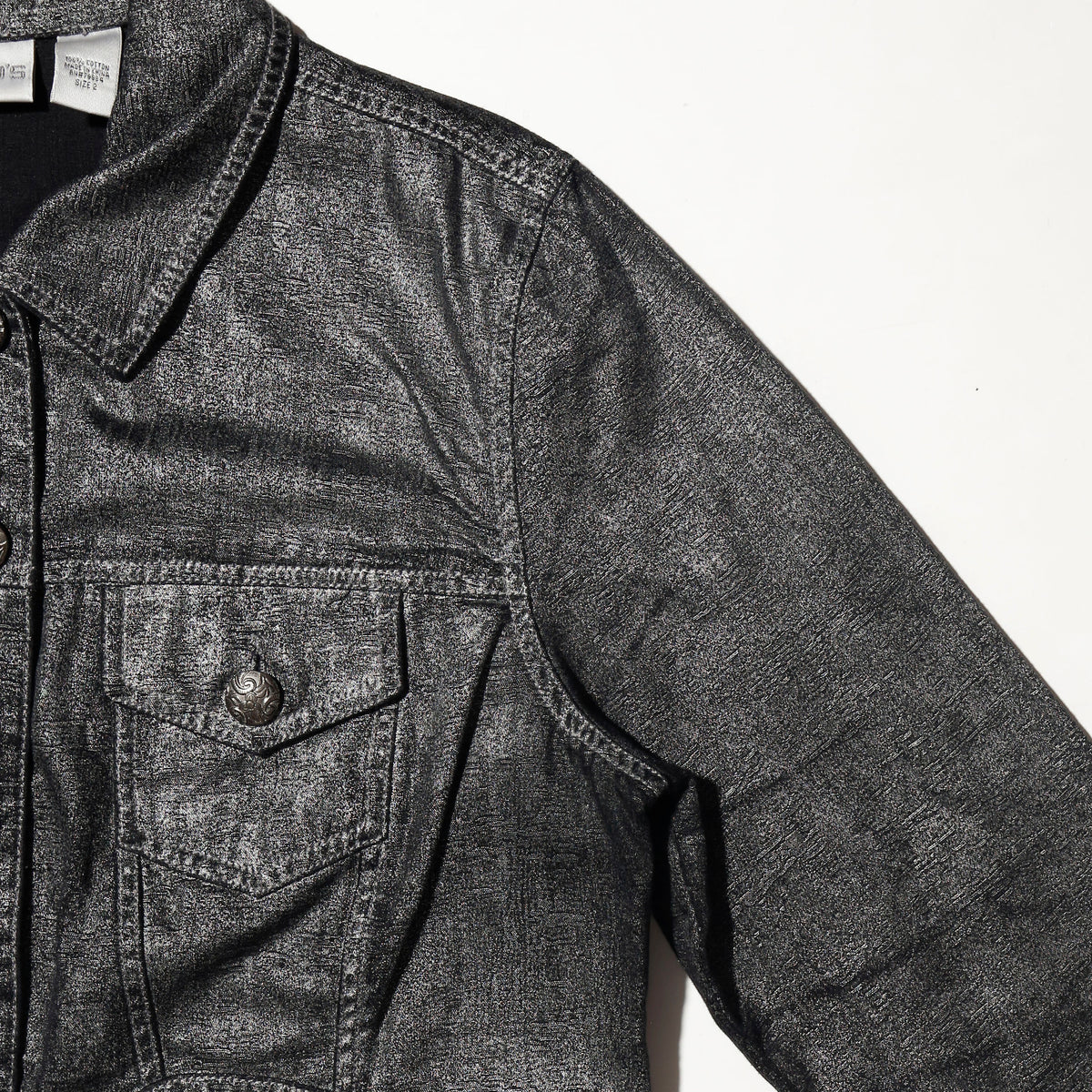 vintage chico's dust luster trucker jacket