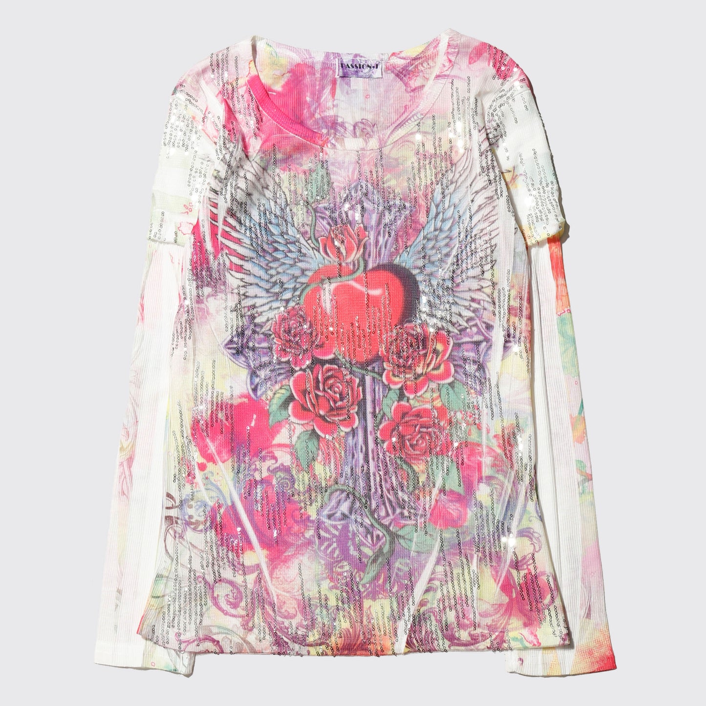 vintage spangle tatoo layered sheer l/s