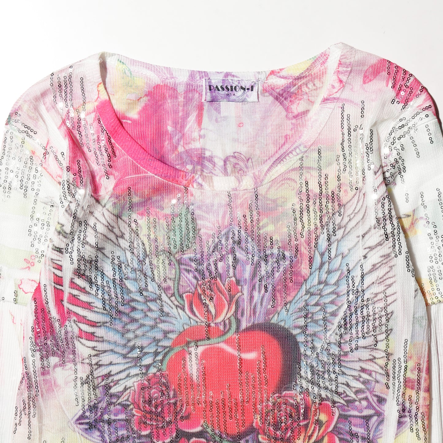 vintage spangle tatoo layered sheer l/s