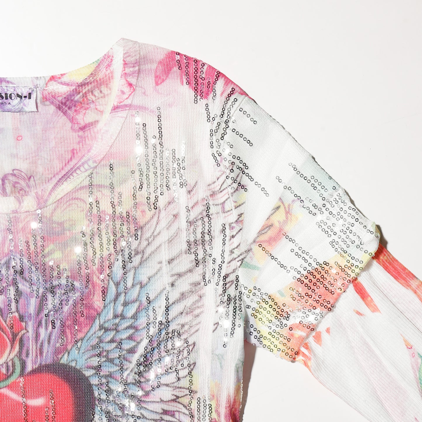 vintage spangle tatoo layered sheer l/s