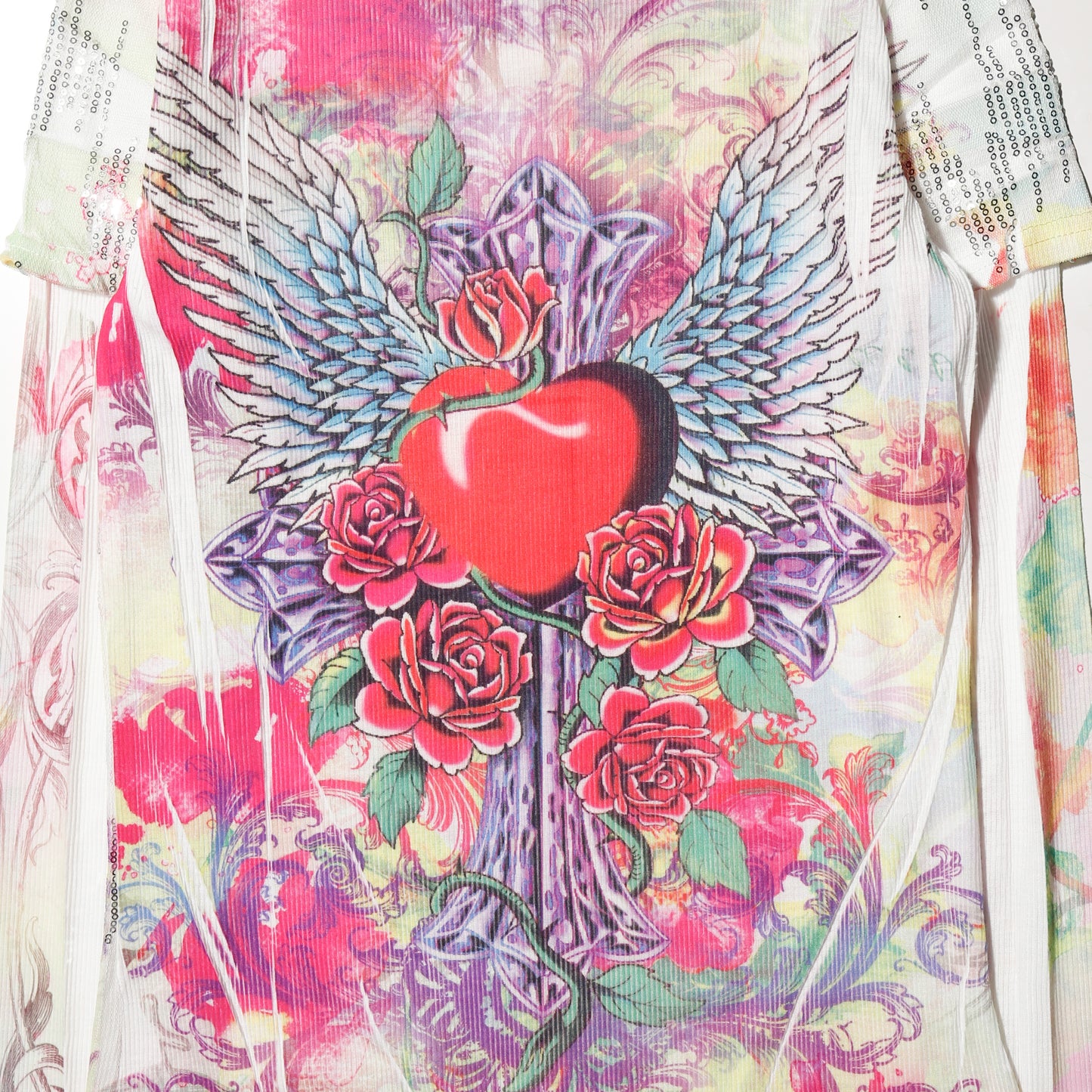 vintage spangle tatoo layered sheer l/s