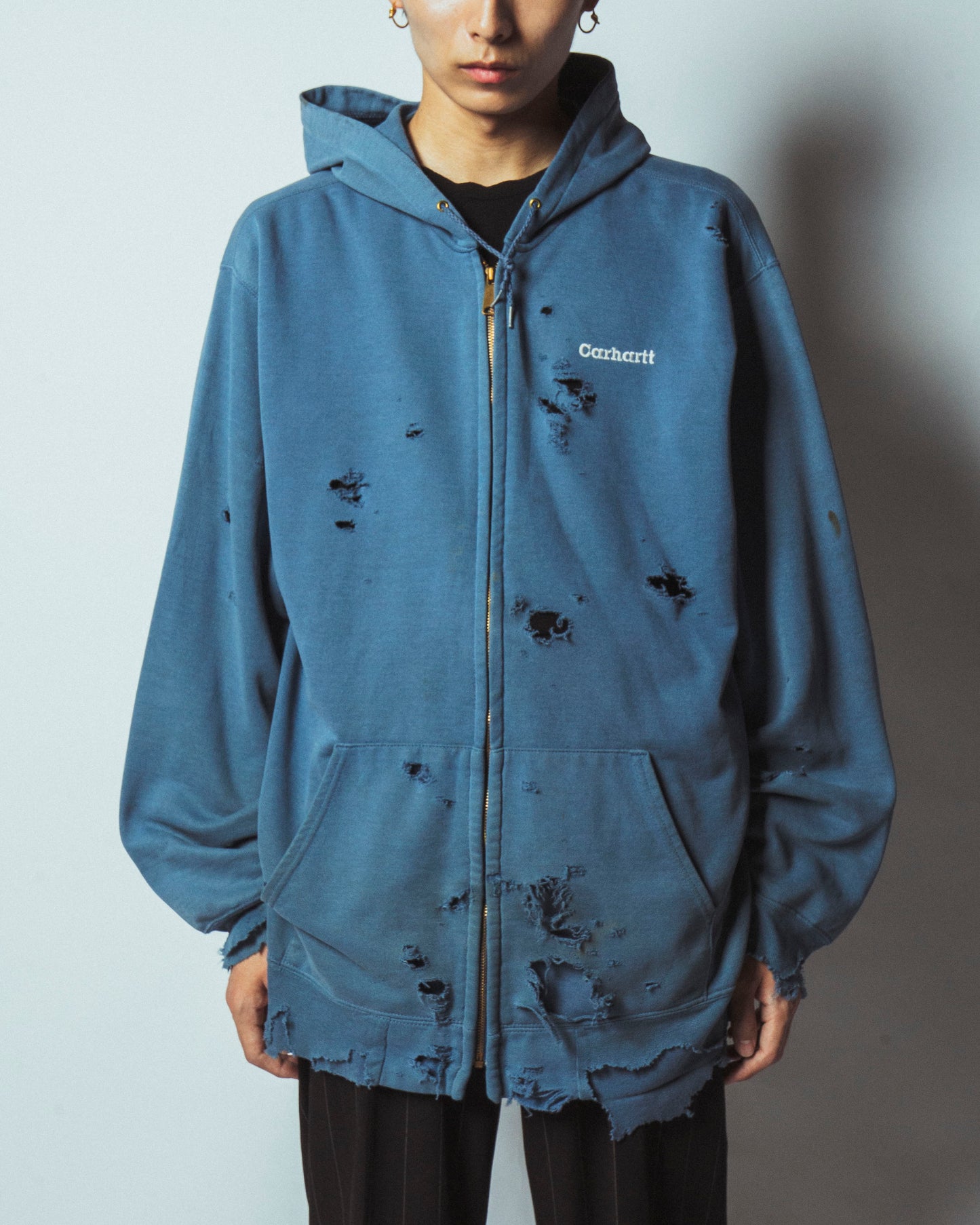 vintage carhartt broken zip hoodie