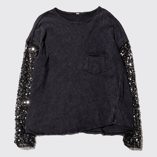 vintage spangle sleeve layered t-shirt