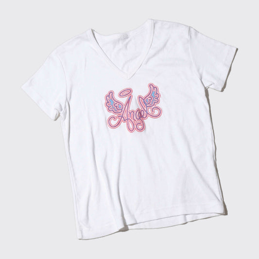 vintage puff glitter "angel" tiny t-shirt