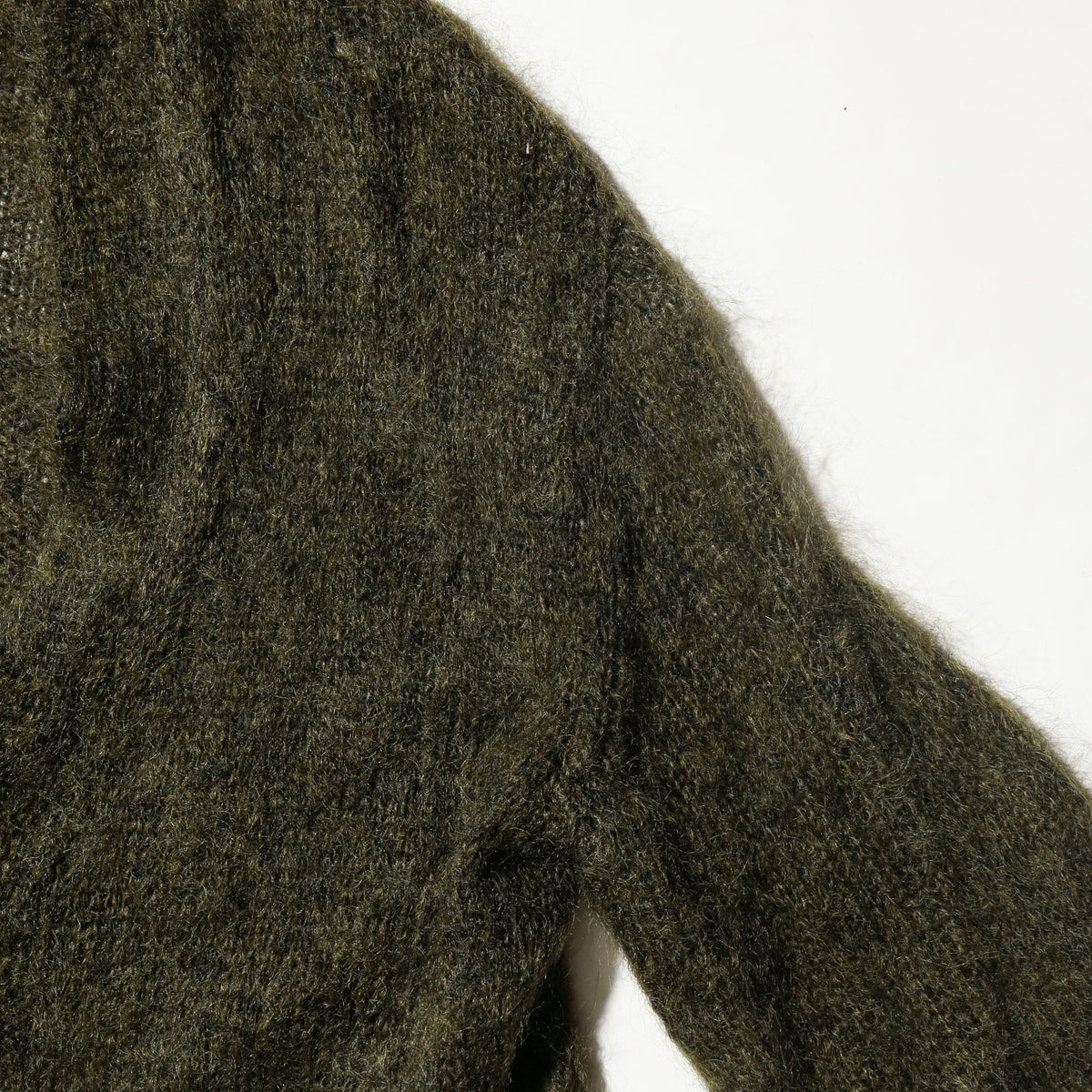 vintage olive hand knit mohair cardigan, with scarf