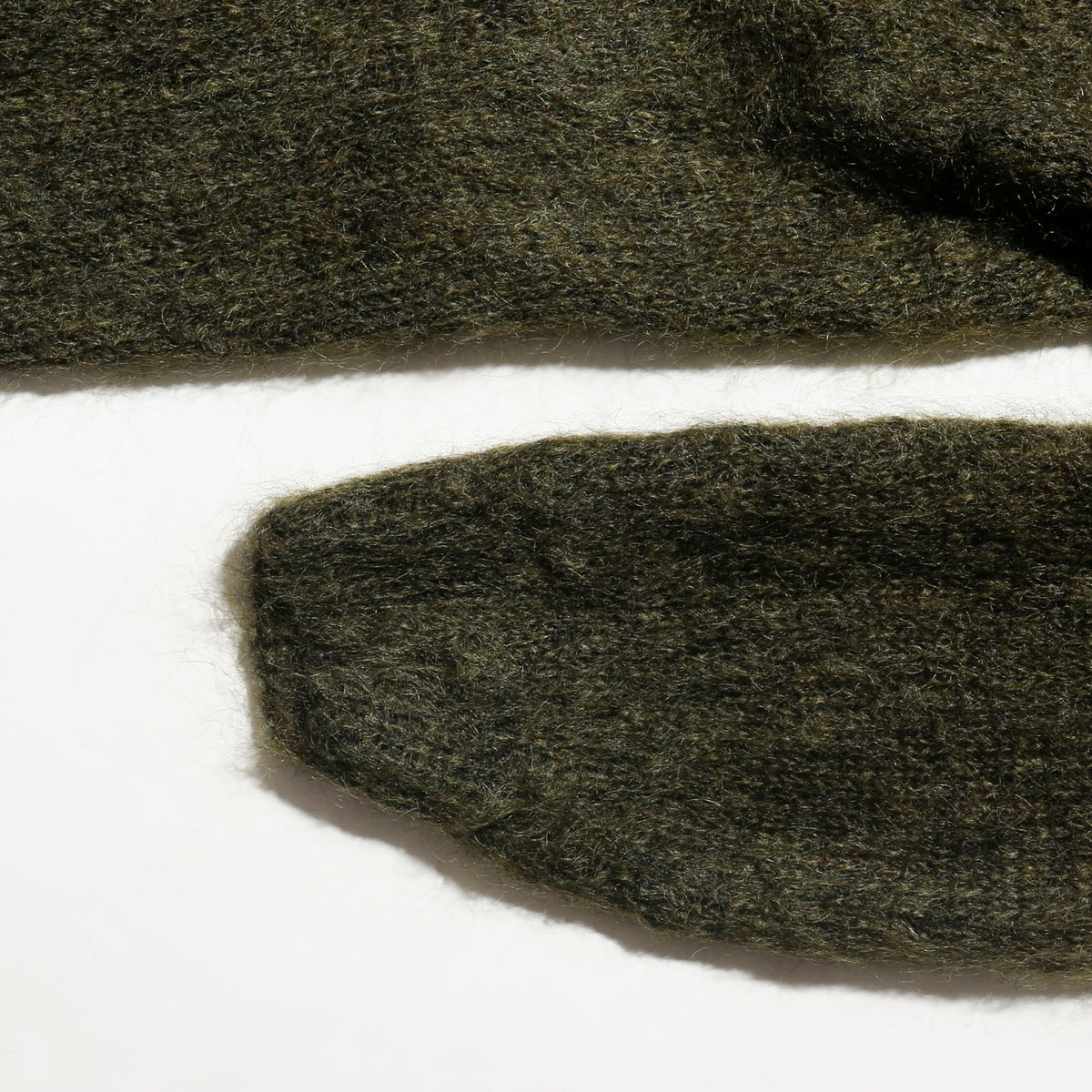 vintage olive hand knit mohair cardigan, with scarf