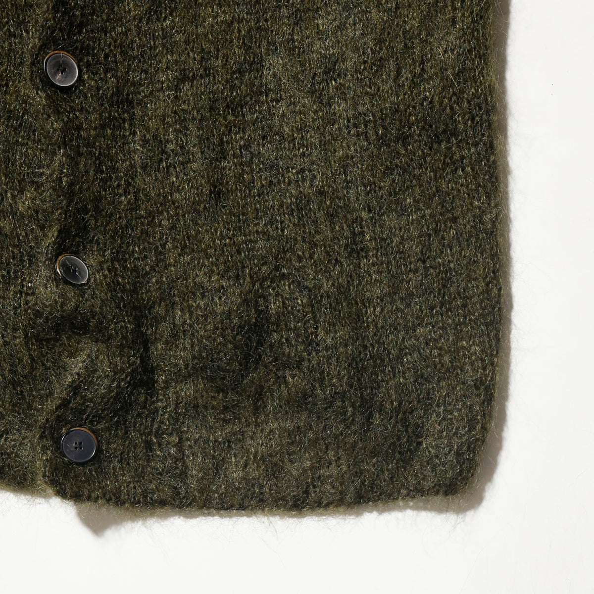 vintage olive hand knit mohair cardigan, with scarf