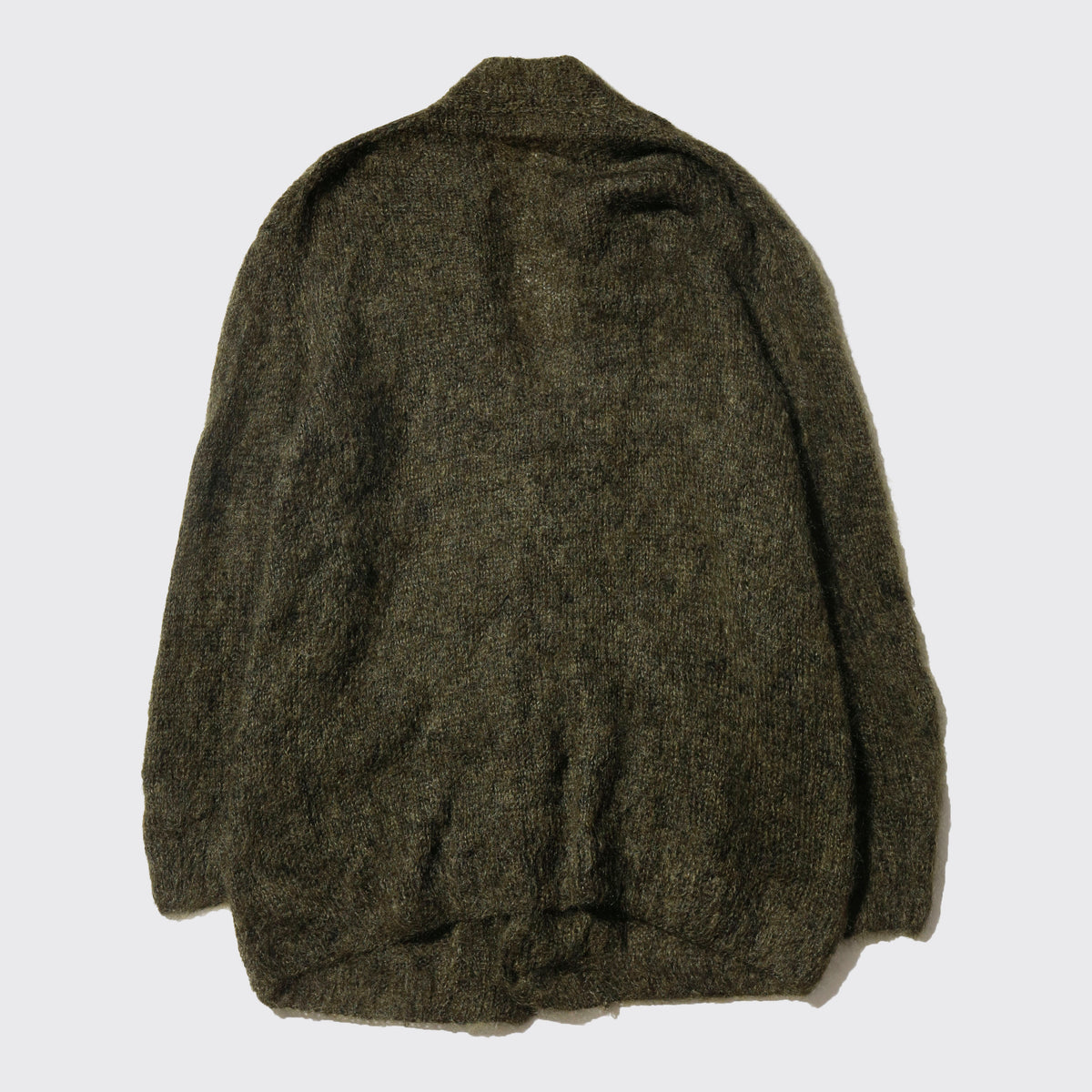 vintage olive hand knit mohair cardigan, with scarf