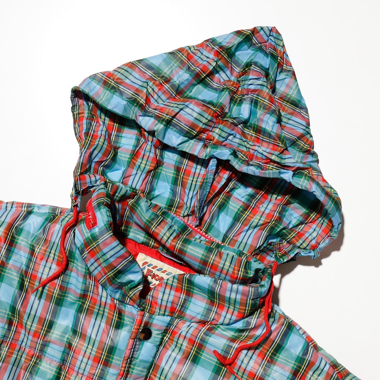 vintage check padded jacket , detachable sleeve