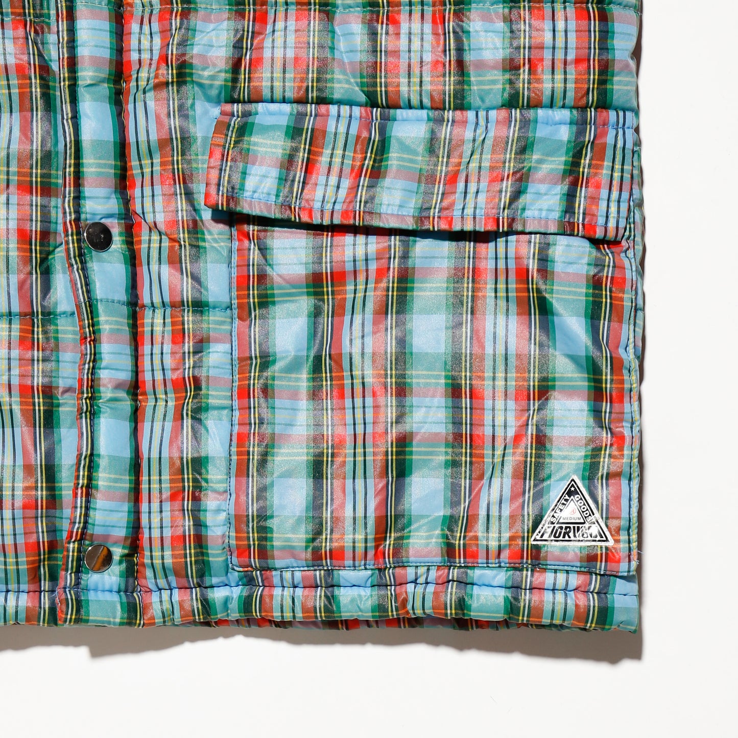 vintage check padded jacket , detachable sleeve