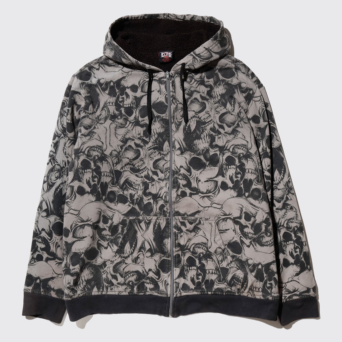 vintage elite skull boa lining hoodie