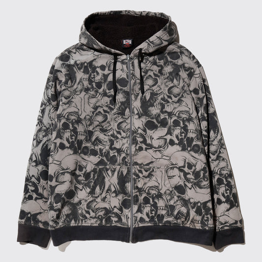 vintage elite skull boa lining hoodie