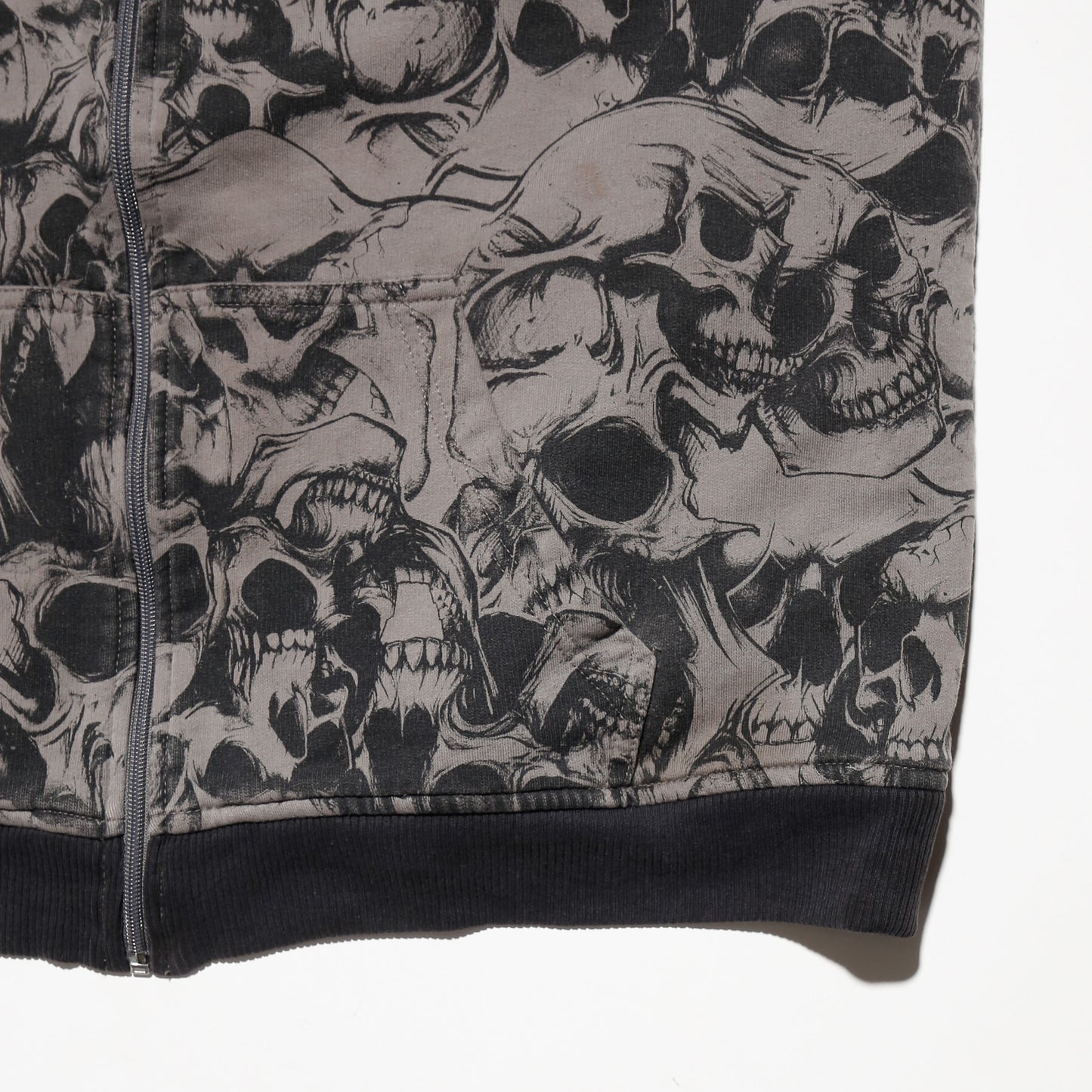 vintage elite skull boa lining hoodie