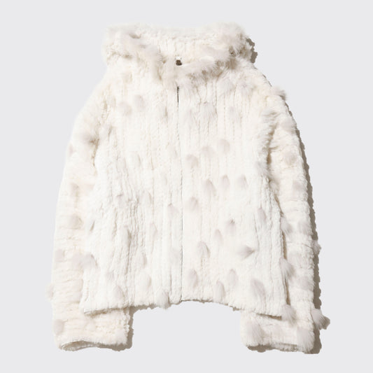 vintage snow fur hooded jacket