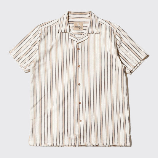 vintage dobby stripe open collar h/s shirt
