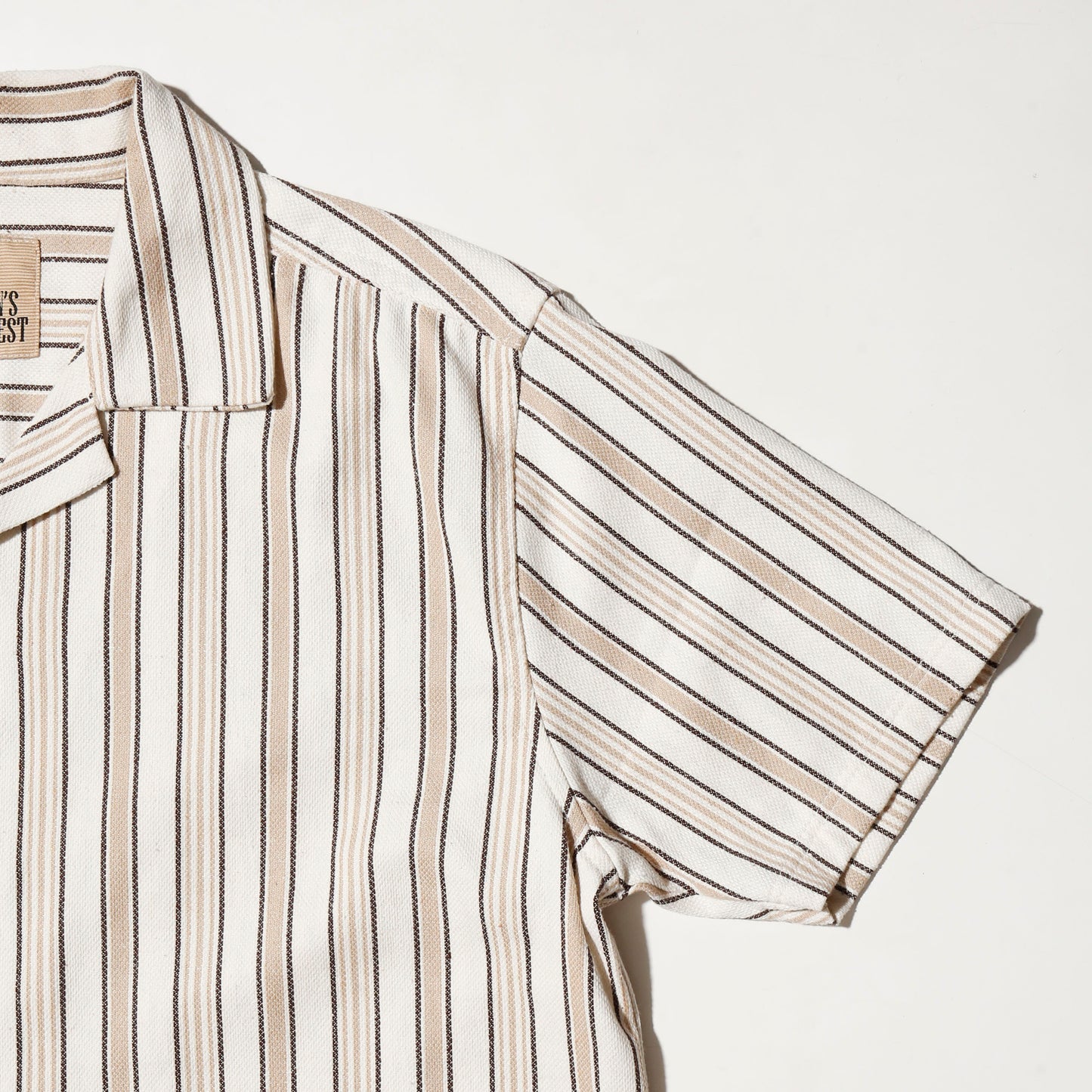 vintage dobby stripe open collar h/s shirt
