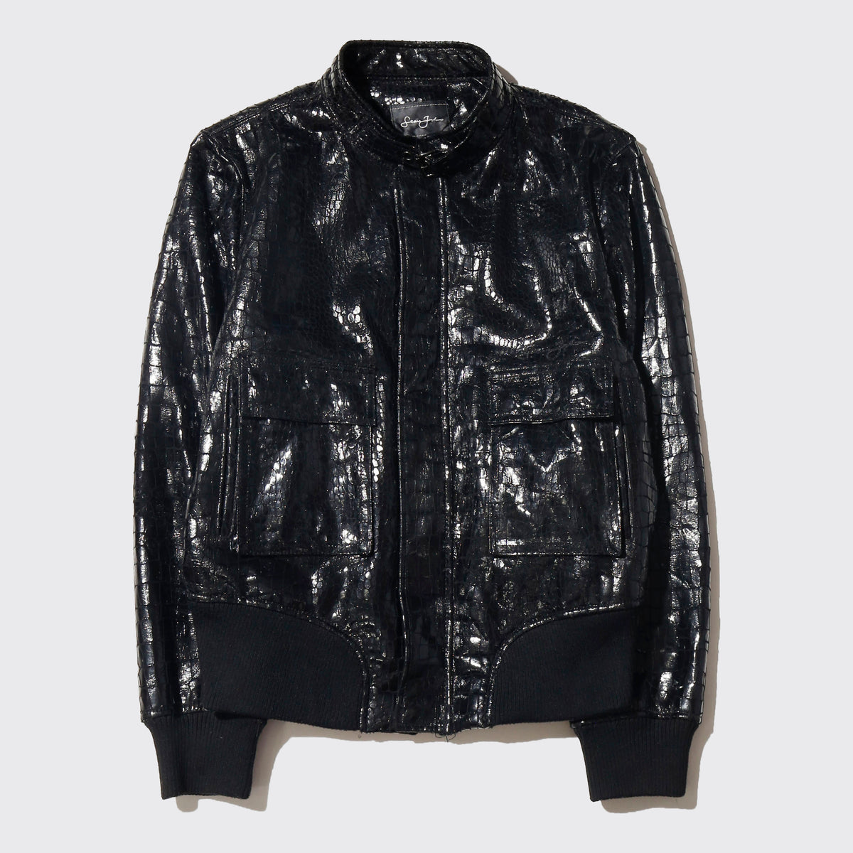 vintage sean john croc riding jacket, with fux fur liner