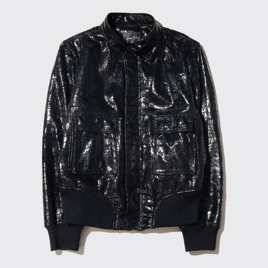 vintage sean john croc riding jacket, with fux fur liner