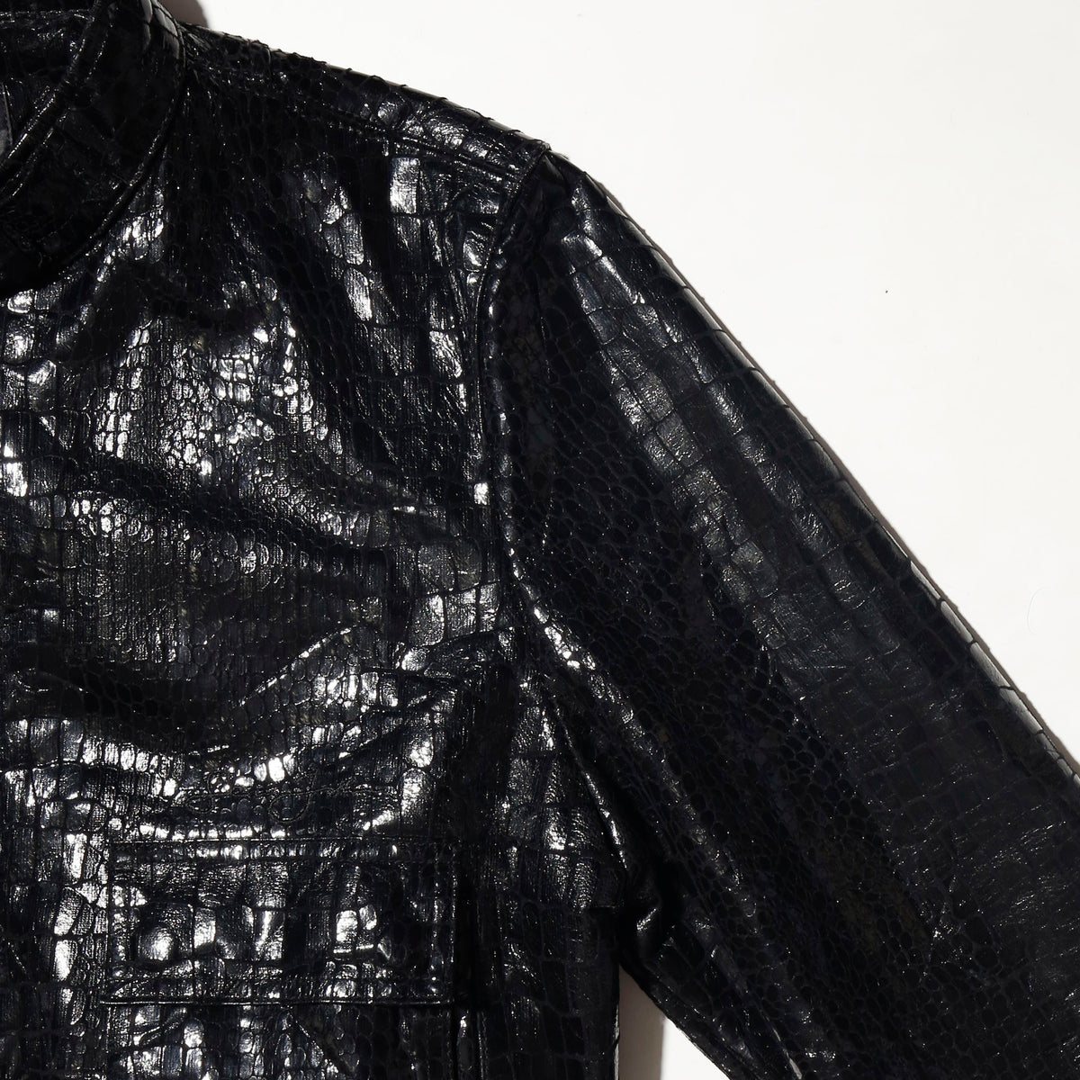 vintage sean john croc riding jacket, with fux fur liner