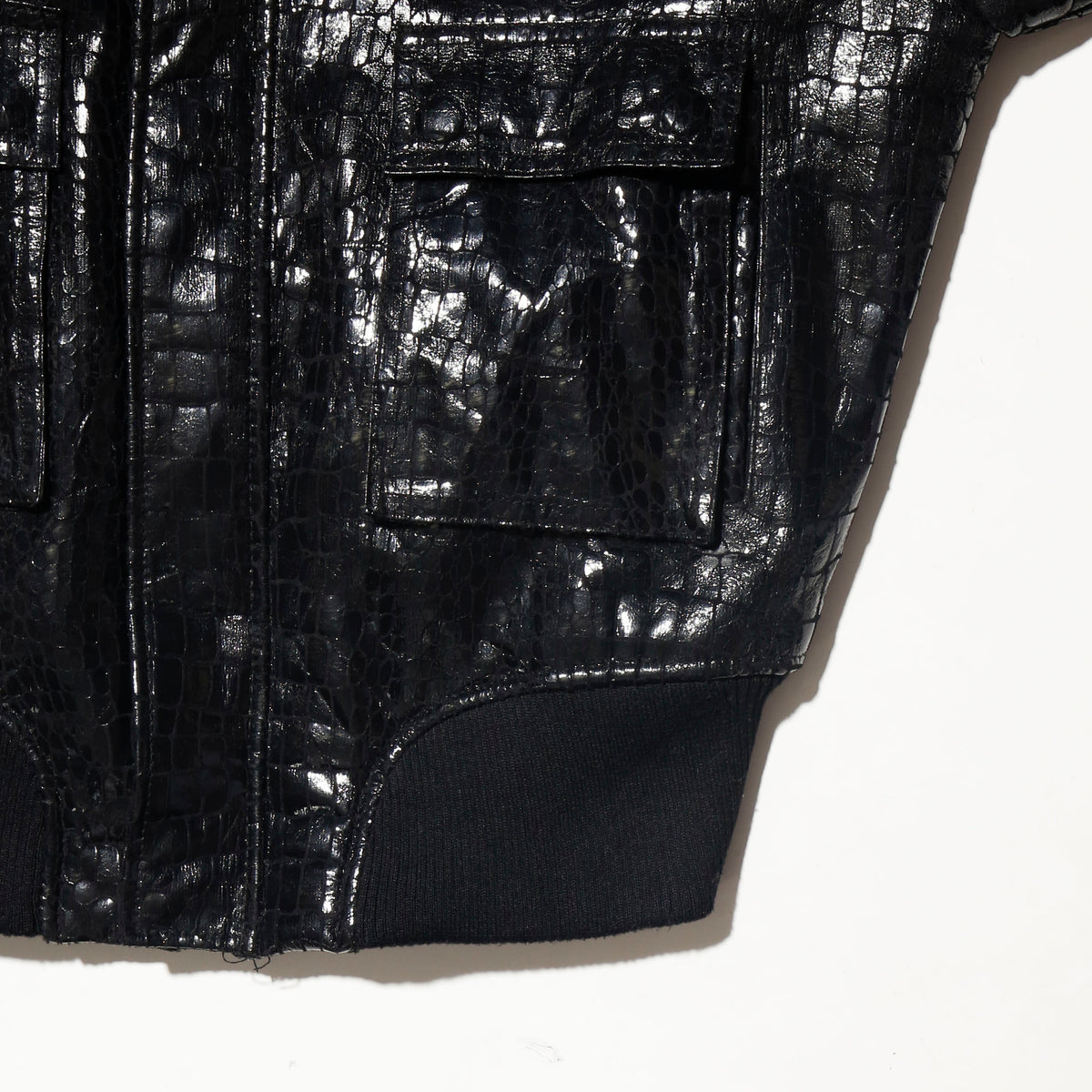 vintage sean john croc riding jacket, with fux fur liner