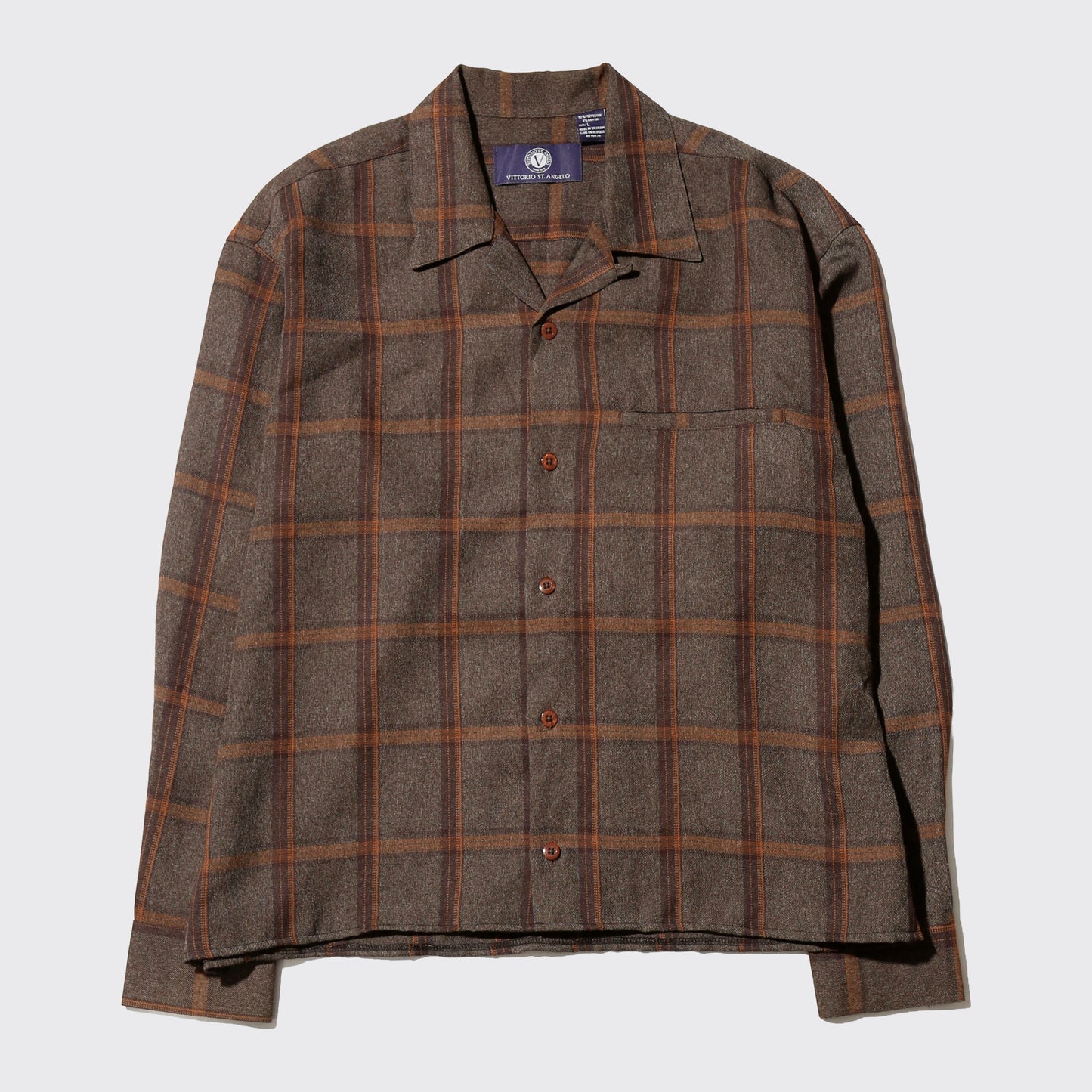 vintage open collar check box shirt