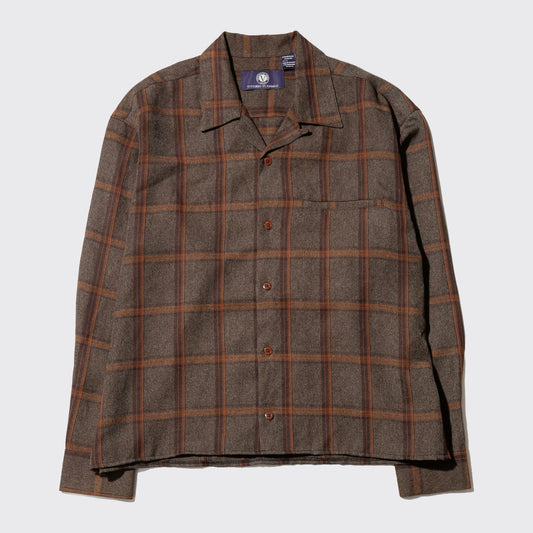 vintage open collar check box shirt