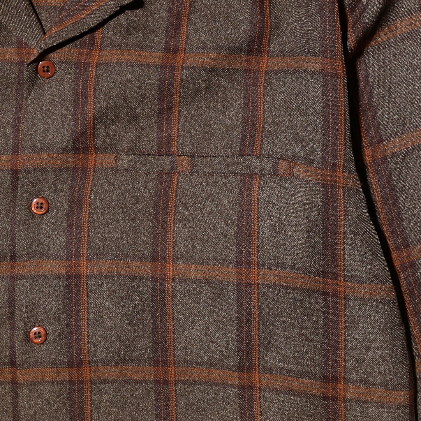 vintage open collar check box shirt