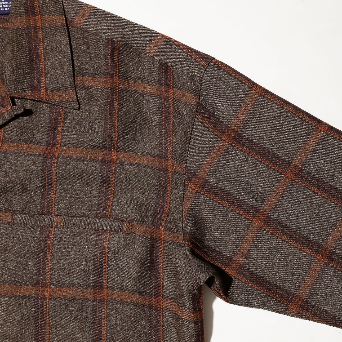 vintage open collar check box shirt