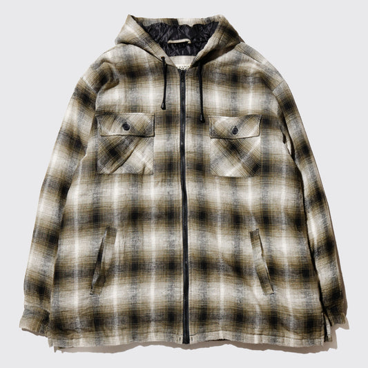 vintage ombre check hooded jacket