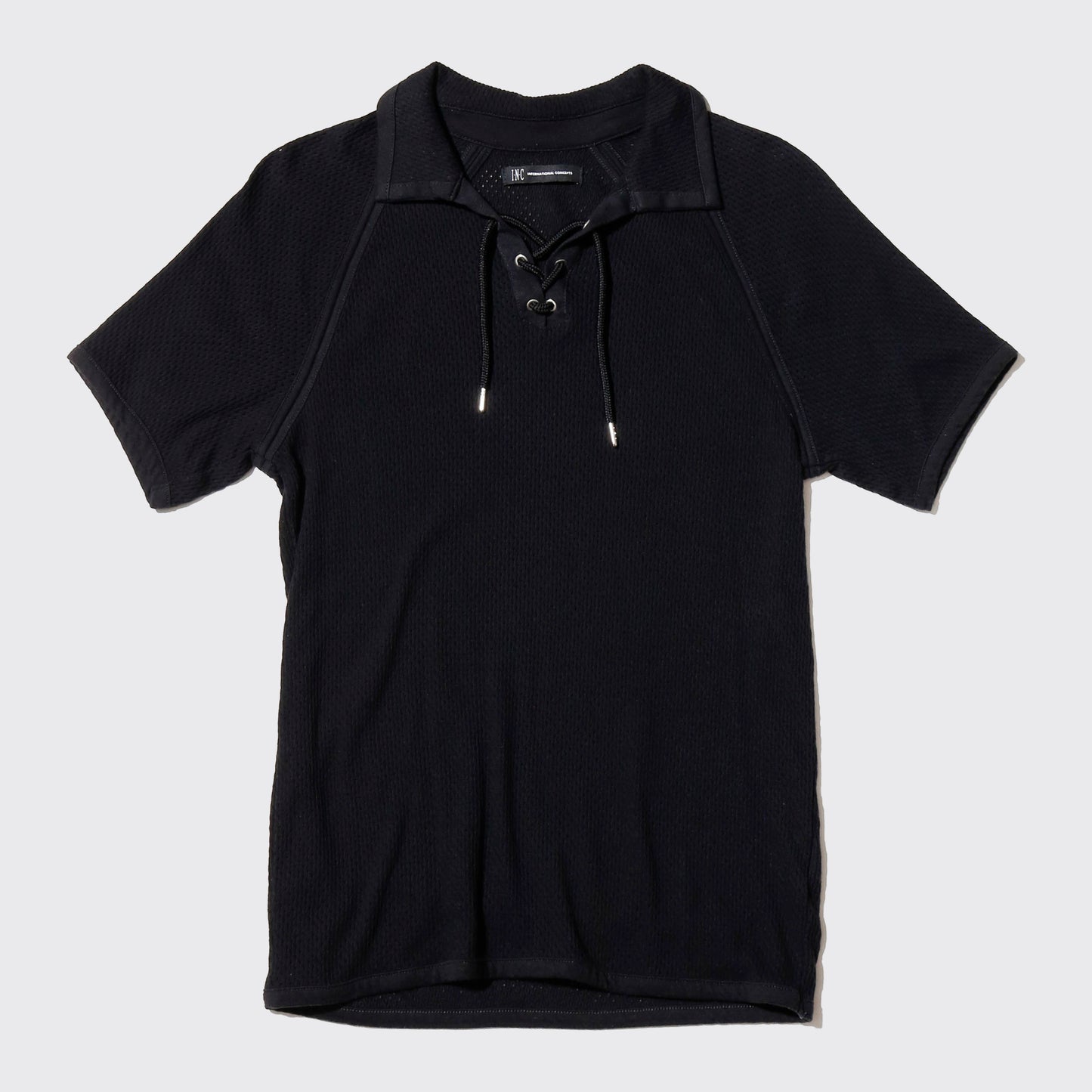 vintage lace up mesh polo h/s