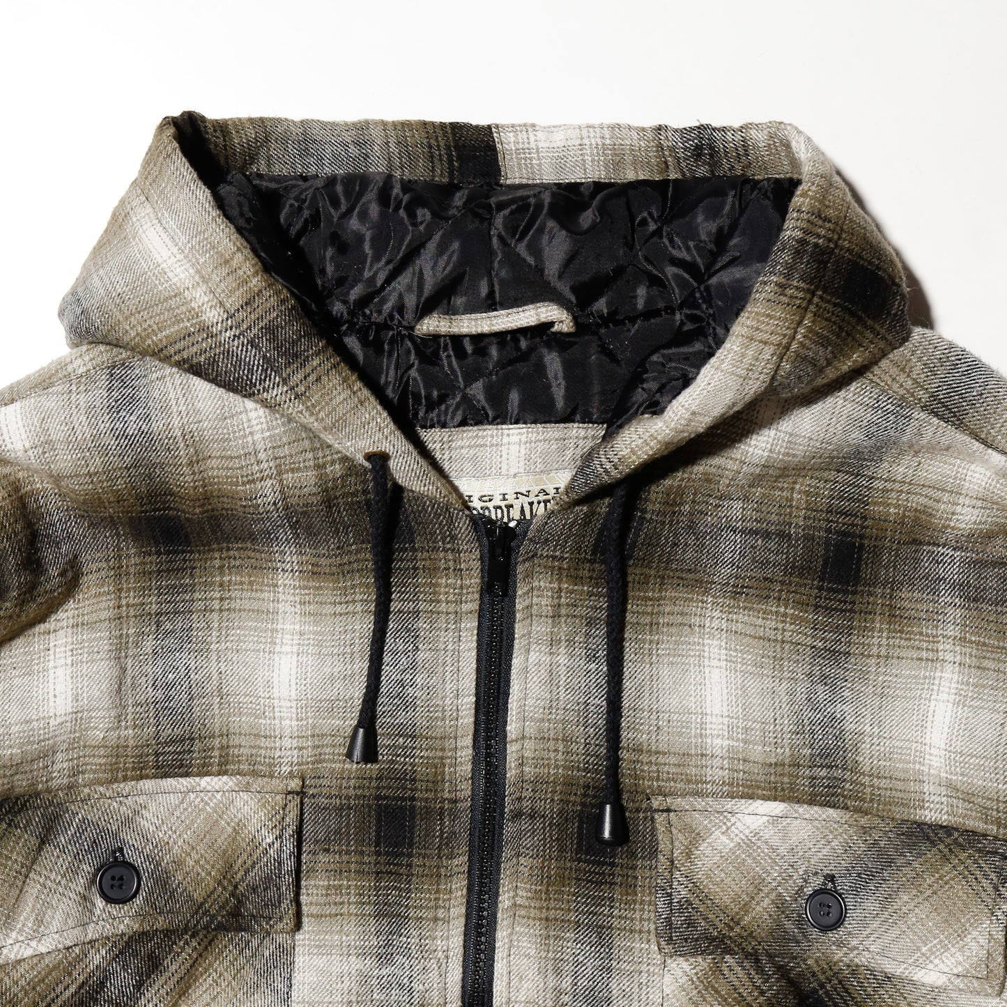 vintage ombre check hooded jacket