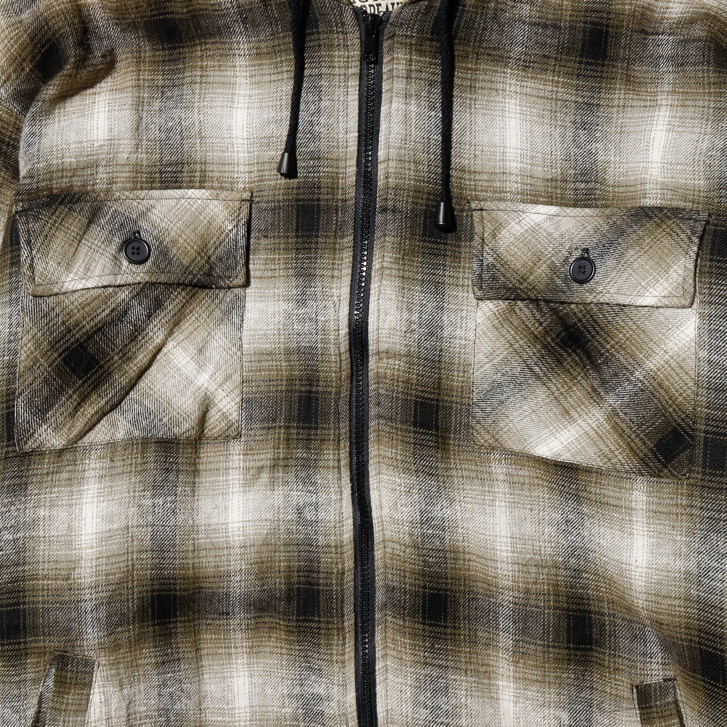 vintage ombre check hooded jacket