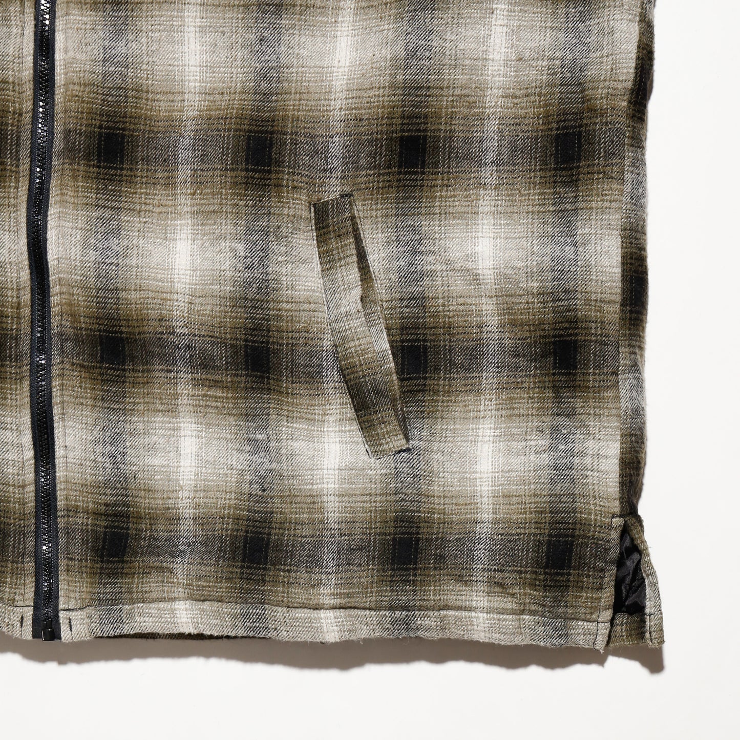 vintage ombre check hooded jacket