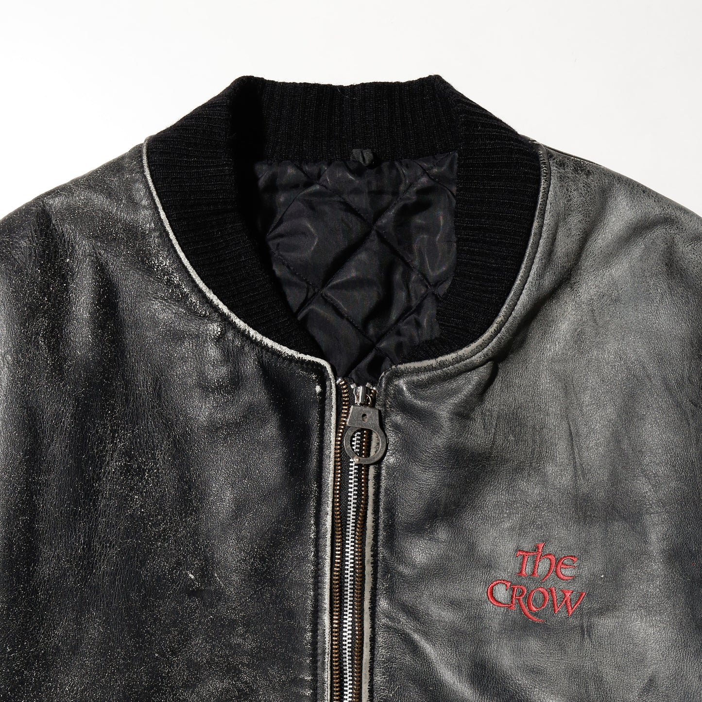 vintage 90's the crow cast crew leather bomber jacket