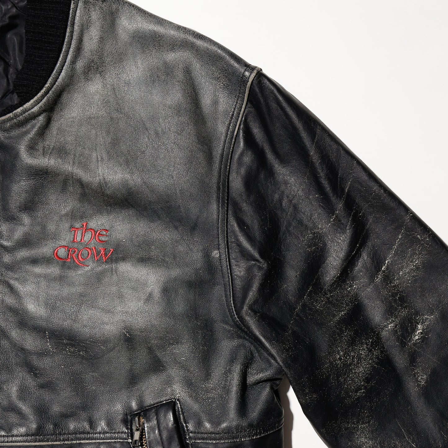 vintage 90's the crow cast crew leather bomber jacket