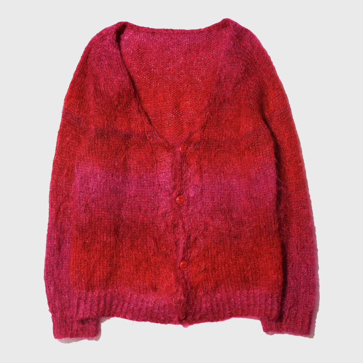 vintage raspberry hand knit mohair cardigan
